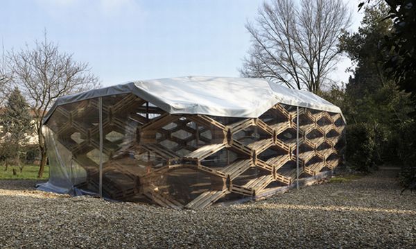 Demountable pavilion crafted using recycled pallets | Designbuzz 