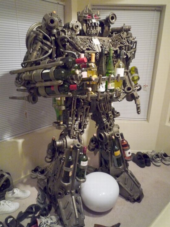 Scrap Metal Transformer Wine Rack