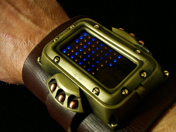 Steampunk wrist cuff with watch