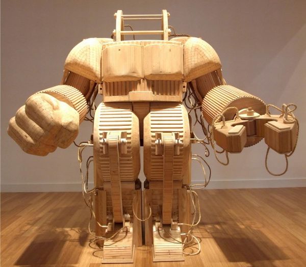 Michael T Rea wooden robot sculpture