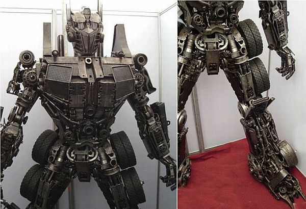 Optimus Prime sculpture made from Junk