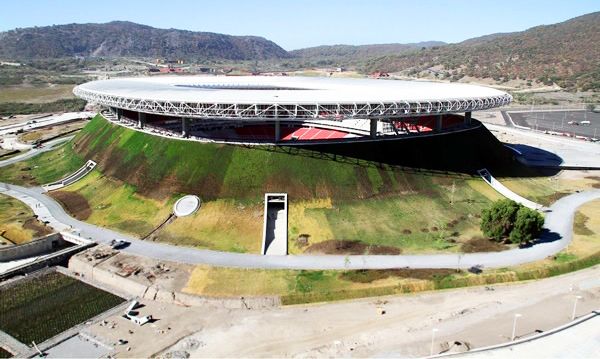 Volcano-shaped soccer stadium